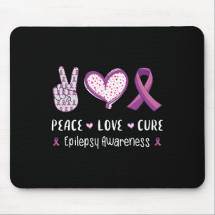 Peace Love Cure Epilepsy Awareness Men Women Kids Mouse Mat