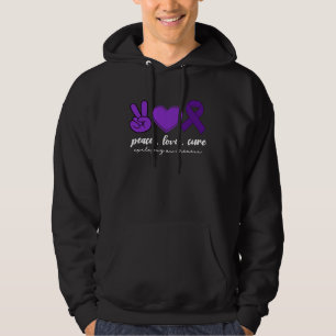 Peace Love Cure Epilepsy Awareness Month  Purple R Hoodie