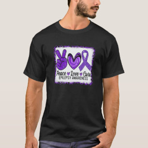 Peace Love Cure Epilepsy Awareness Warrior Survior T-Shirt