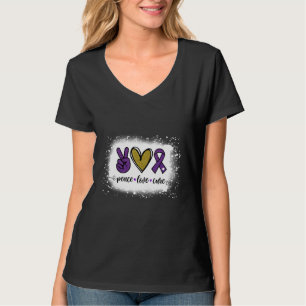 Peace Love Cure Faith Purple Ribbon Overdose Aware T-Shirt