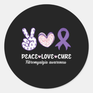 Peace Love Cure Fibromyalgia Awareness Month Warri Classic Round Sticker
