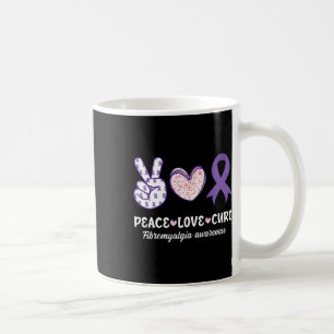 Peace Love Cure Fibromyalgia Awareness Month Warri Coffee Mug