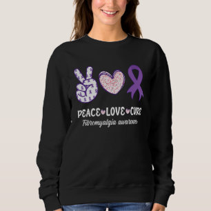 Peace Love Cure Fibromyalgia Awareness Month Warri Sweatshirt