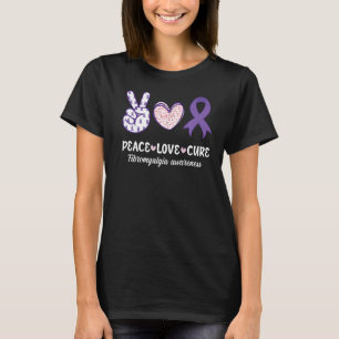 Peace Love Cure Fibromyalgia Awareness Month Warri T-Shirt