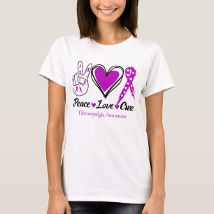 Peace Love Cure Fibromyalgia Awareness T-Shirt