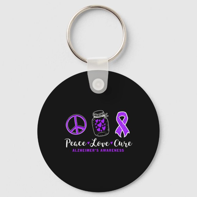 Peace Love Cure For Heimerheimer S Warrior Tee Hei Key Ring (Front)