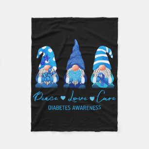Peace Love Cure Gnome Diabetes Awareness Survivors Fleece Blanket