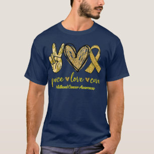Peace Love Cure Gold Ribbon Childhood Cancer Aware T-Shirt