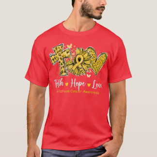 Peace Love Cure Gold Sunflower Childhood Cancer Aw T-Shirt