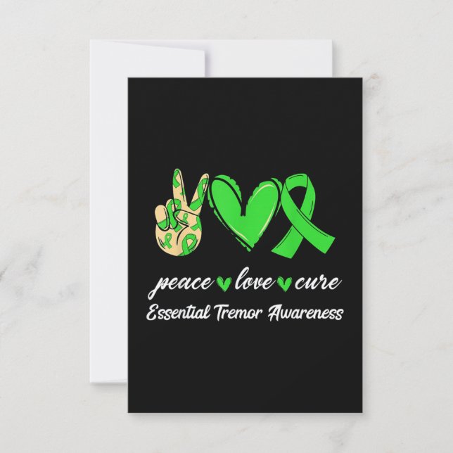 Peace Love Cure Green Ribbon Essential Tremor Card (Front)