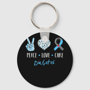 Peace Love Cure Grey Blue Ribbon Type 1 Diabetes A Key Ring