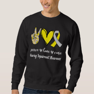 Peace Love Cure Hearing Impairment Silver & Yellow Sweatshirt