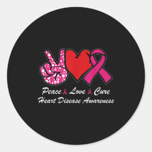 Peace Love Cure Heart Disease Awareness Chd Suppor Classic Round Sticker