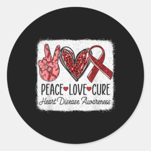 Peace Love Cure Heart Disease Awareness Chd Suppor Classic Round Sticker