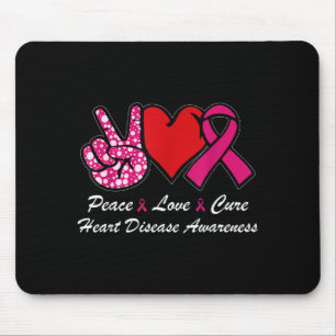 Peace Love Cure Heart Disease Awareness Chd Suppor Mouse Mat