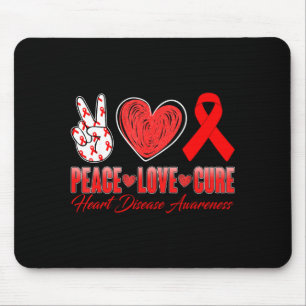 Peace Love Cure Heart Disease Awareness Day Red Ri Mouse Mat