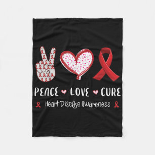 Peace Love Cure Heart Disease Awareness Men Women Fleece Blanket