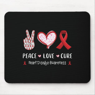 Peace Love Cure Heart Disease Awareness Men Women  Mouse Mat