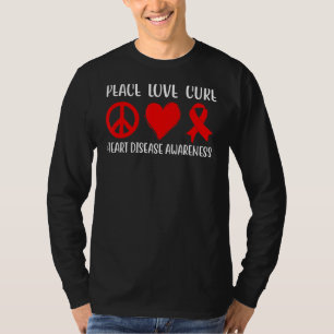 Peace Love Cure Heart Disease Awareness Men Women T-Shirt