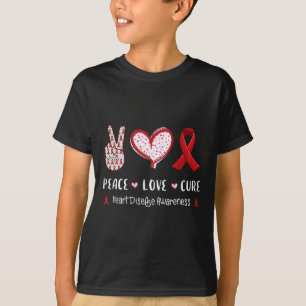 Peace Love Cure Heart Disease Awareness Men Women T-Shirt