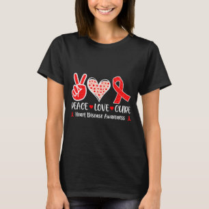 Peace. Love. Cure - Heart Disease Awareness Month T-Shirt