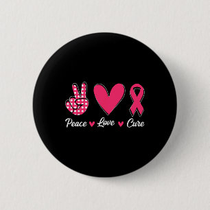 Peace Love Cure Heart Pink Ribbon Breast Cancer Aw 6 Cm Round Badge