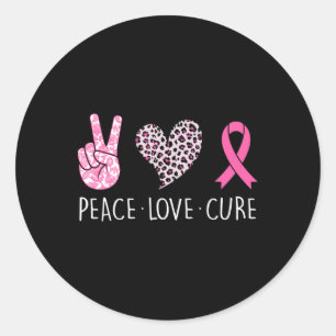 Peace Love Cure Heart Pink Ribbon Breast Cancer Aw Classic Round Sticker