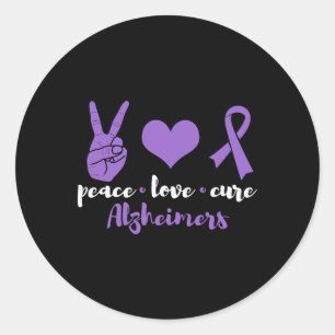 Peace Love Cure Heimerheimers Awareness Family War Classic Round Sticker