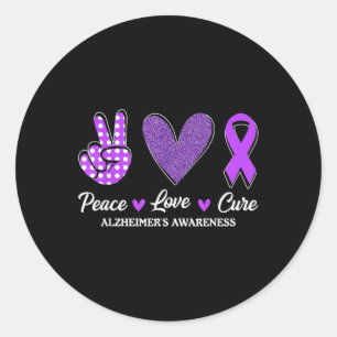 Peace Love Cure Heimers Awareness Classic Round Sticker