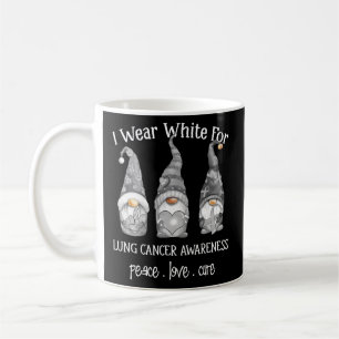 Peace Love Cure I Wear White Gnome Lung Cancer Awa Coffee Mug