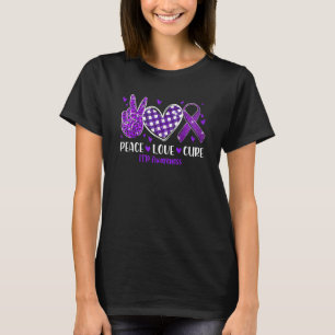 Peace Love Cure ITP Awareness Purple Ribbon T-Shirt