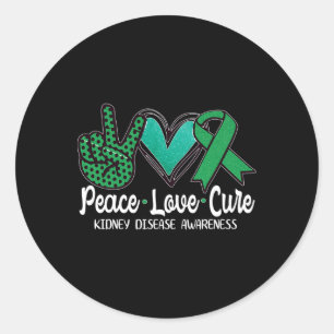 Peace Love Cure Kidney Disease Awareness Gift Classic Round Sticker