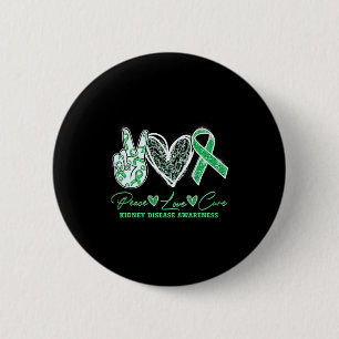 Peace Love Cure Kidney Disease Awareness Gifts 6 Cm Round Badge