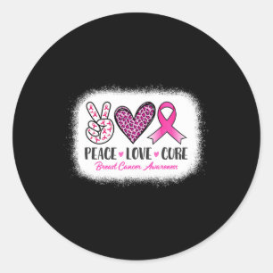 Peace Love Cure Leopard Breast Cancer Awareness Classic Round Sticker