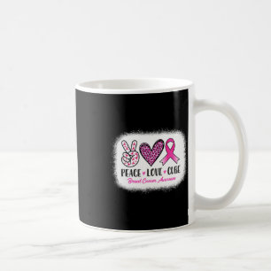 Peace Love Cure Leopard Breast Cancer Awareness Coffee Mug