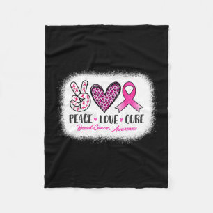 Peace Love Cure Leopard Breast Cancer Awareness  Fleece Blanket