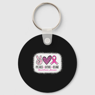 Peace Love Cure Leopard Breast Cancer Awareness  Key Ring