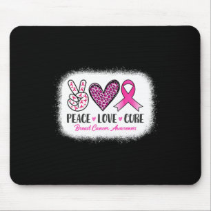 Peace Love Cure Leopard Breast Cancer Awareness Mouse Mat