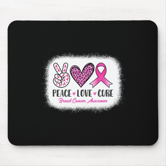 Peace Love Cure Leopard Breast Cancer Awareness  Mouse Mat (Front)
