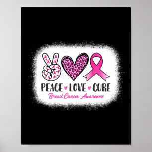 Peace Love Cure Leopard Breast Cancer Awareness Poster
