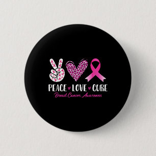 Peace Love Cure Leopard Breast Cancer Awareness Ri 6 Cm Round Badge