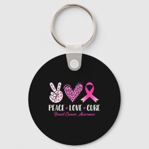 Peace Love Cure Leopard Breast Cancer Awareness Ri Key Ring