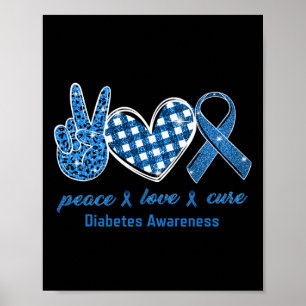 Peace Love Cure Leopard Diabetes Awareness Survivo Poster