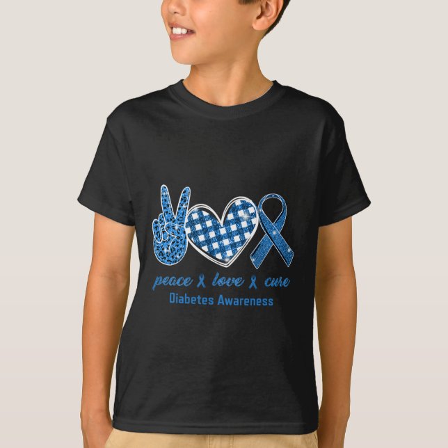 Peace Love Cure Leopard Diabetes Awareness Survivo T-Shirt (Front)