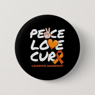 Peace Love Cure - Leukaemia Awareness  6 Cm Round Badge