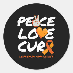 Peace Love Cure - Leukaemia Awareness  Classic Round Sticker