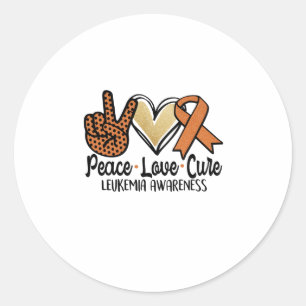 Peace Love Cure Leukaemia Awareness Classic Round Sticker