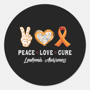 Peace Love cure Leukaemia awareness men women kids Classic Round Sticker