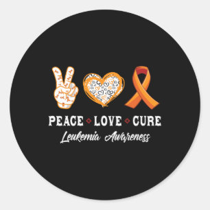 Peace Love cure Leukaemia awareness men women kids Classic Round Sticker