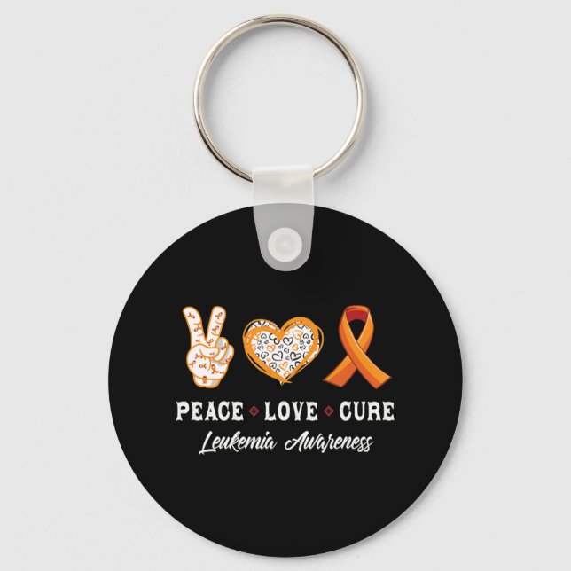Peace Love cure Leukaemia awareness men women kids Key Ring (Front)
